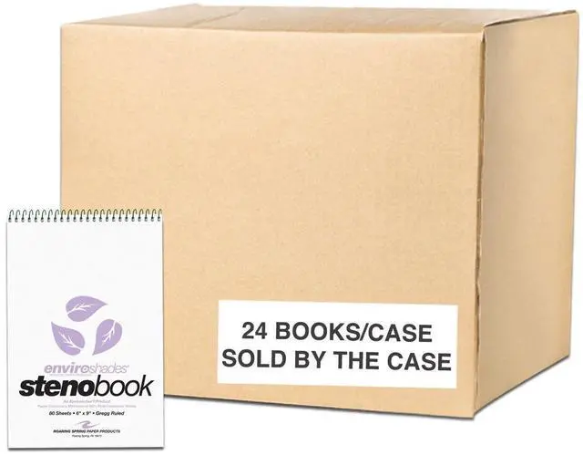 Main image of Enviroshades Colored Steno Books, 24 Pack of Memo Pads, Recycled Orchid Paper, 6" x 9", 80 Sheets, Gregg Ruled, Perforated, Wirebound, Heavy Chipboard Back