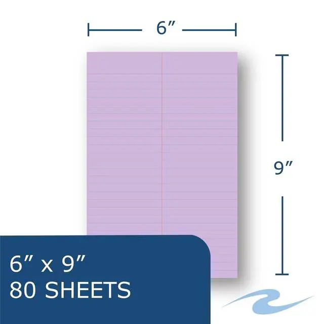 Alt view image 3 of 6 - Enviroshades Colored Steno Books, 24 Pack of Memo Pads, Recycled Orchid Paper, 6" x 9", 80 Sheets, Gregg Ruled, Perforated, Wirebound, Heavy Chipboard Back
