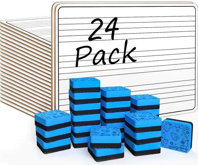 Main image of 24 Pack Dry Erase Music Staff White Boards 9" X 12 Inch Lapboard Double Sided Musical Notes whiteboard for Kids Students, Musicians and Home Erasers Included