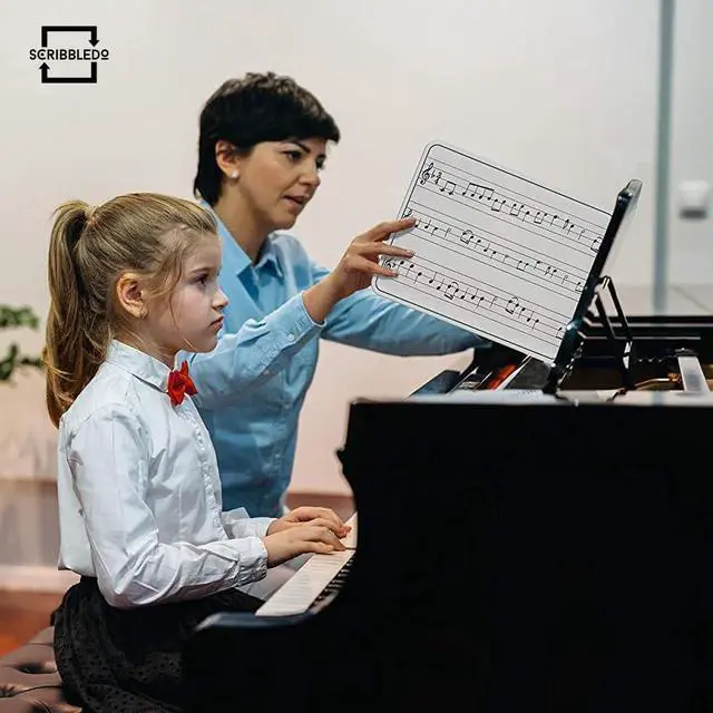 Alt view image 2 of 6 - 24 Pack Dry Erase Music Staff White Boards 9" X 12 Inch Lapboard Double Sided Musical Notes whiteboard for Kids Students, Musicians and Home Erasers Included