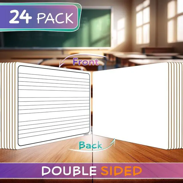 Alt view image 3 of 6 - 24 Pack Dry Erase Music Staff White Boards 9" X 12 Inch Lapboard Double Sided Musical Notes whiteboard for Kids Students, Musicians and Home Erasers Included