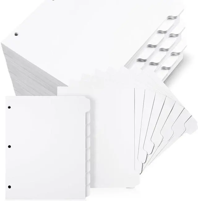Main image of 60 Set 8 Tab Dividers for 3 Ring Binder,1/8 Cut Tab,White