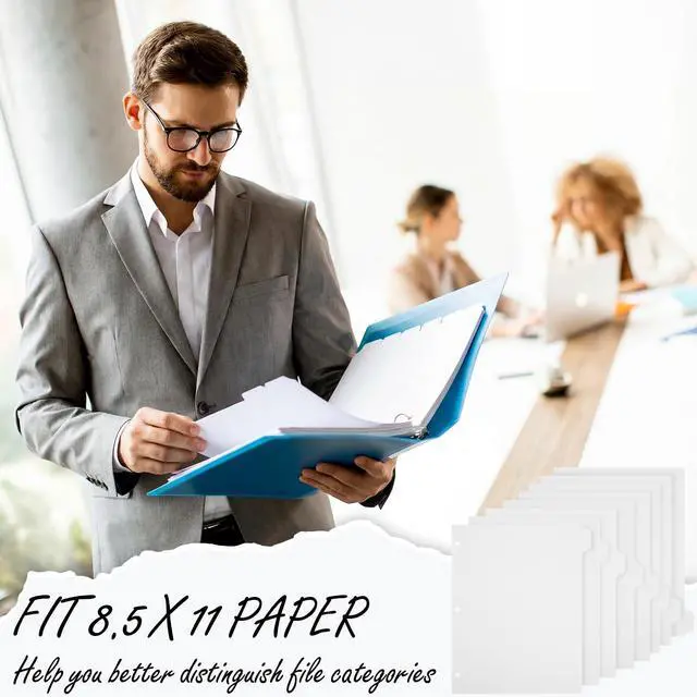 Alt view image 3 of 6 - 60 Set 8 Tab Dividers for 3 Ring Binder,1/8 Cut Tab,White