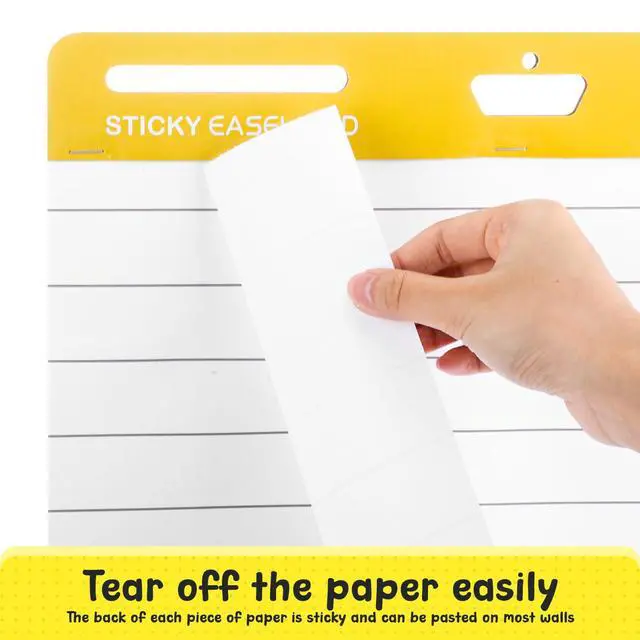 Alt view image 3 of 6 - 12 Pcs Chart Paper Lined Sticky Easel Pad, 30 Sheets/Pad 15 x 18 Inch Flip Large Chart Paper Sticky for Wall, Self Stick Easel Pads for Office School Classroom Residue-free & Easyremoval