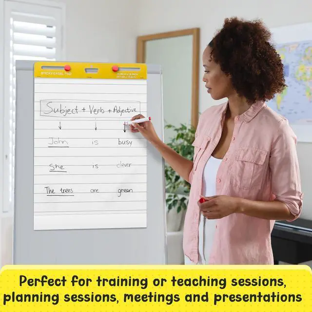 Alt view image 6 of 6 - 12 Pcs Chart Paper Lined Sticky Easel Pad, 30 Sheets/Pad 15 x 18 Inch Flip Large Chart Paper Sticky for Wall, Self Stick Easel Pads for Office School Classroom Residue-free & Easyremoval
