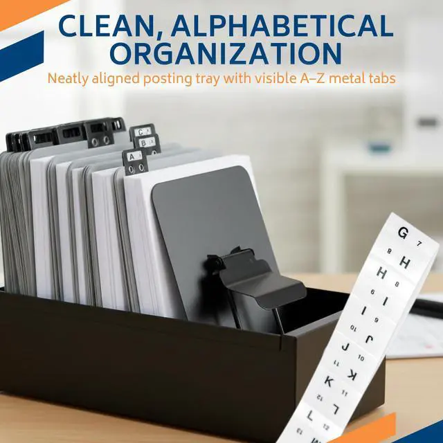 Alt view image 5 of 6 - Martin Yale 14254 Posting Tray Index Set, 25 Press-Board Dividers for 6" x 9" Sheets, Includes A-Z Categories and Blank Inserts, Metal Tab Index