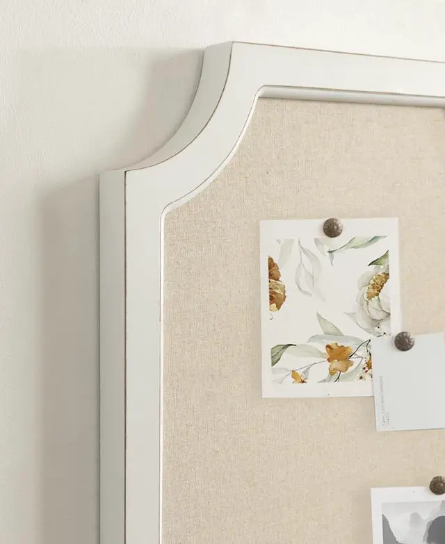 Alt view image 5 of 6 - Hogan Framed Scalloped Decorative Wall Pinboard; White; 18 x 30; Rustic Modern Farmhouse Bulletin Board for Wall Organization and Decorative Displays