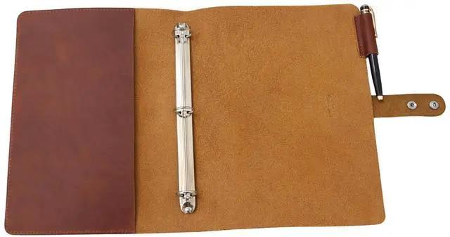Main image of Premium Leather 3-Ring Binder Portfolio, 8.5x11 Inch Letter Size Organizer Folder, Refillable 3-Hole Paper BusinessBinder, Resume Folio for Men and Women (Tan)