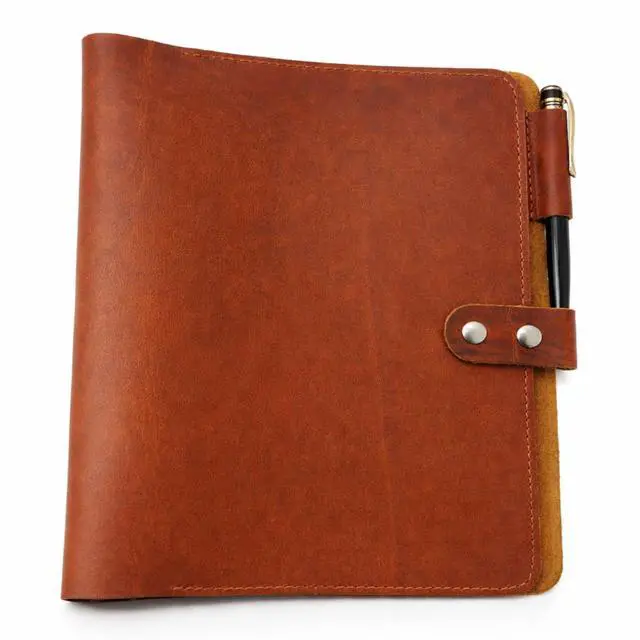 Alt view image 3 of 6 - Premium Leather 3-Ring Binder Portfolio, 8.5x11 Inch Letter Size Organizer Folder, Refillable 3-Hole Paper BusinessBinder, Resume Folio for Men and Women (Tan)