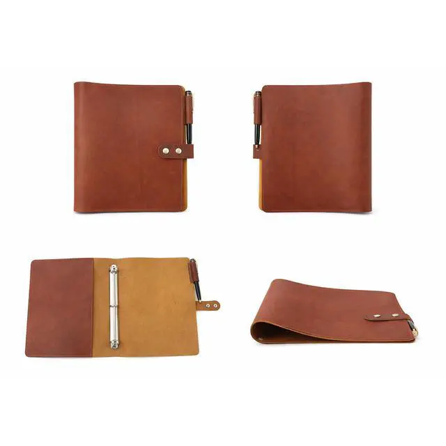 Alt view image 4 of 6 - Premium Leather 3-Ring Binder Portfolio, 8.5x11 Inch Letter Size Organizer Folder, Refillable 3-Hole Paper BusinessBinder, Resume Folio for Men and Women (Tan)