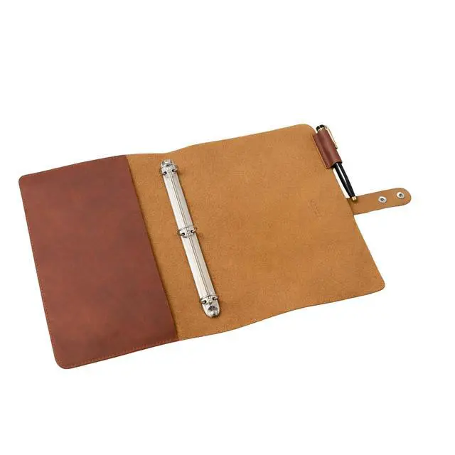 Alt view image 6 of 6 - Premium Leather 3-Ring Binder Portfolio, 8.5x11 Inch Letter Size Organizer Folder, Refillable 3-Hole Paper BusinessBinder, Resume Folio for Men and Women (Tan)