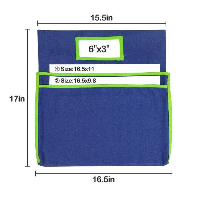 Alt view image 5 of 6 - 16PCS Chairback Buddy Pockets Chart with 2 Heavy Duty Storage Pocket,School Supplies Chair Back,Standard Denim Storage Organizer for Classroom Chair (Green)
