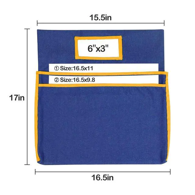 Alt view image 5 of 6 - 16PCS Chairback Buddy Pockets Chart with 2 Heavy Duty Storage Pocket,School Supplies Chair Back,Standard Denim Storage Organizer for Classroom Chair (Yellow)