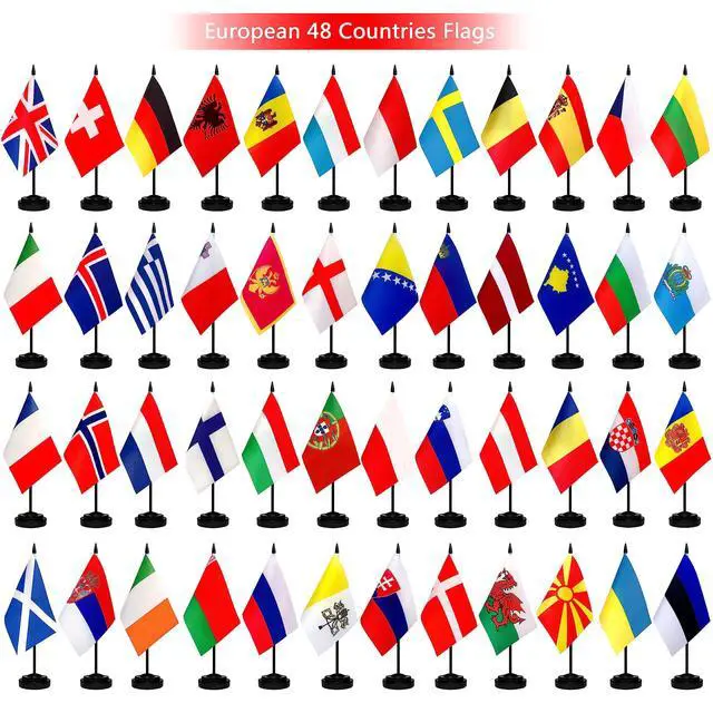 Alt view image 5 of 6 - 202 Countries International World Desk Flags Set Small Mini Office Table Stick Flag with Stand Base,All Countries Flags,5x8 Inch
