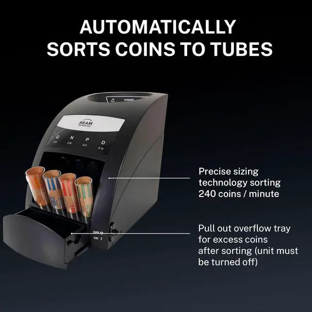 Alt view image 3 of 6 - Electric Coin Sorter, 1 Row with Value Counting, Patented Anti-Jam Technology
