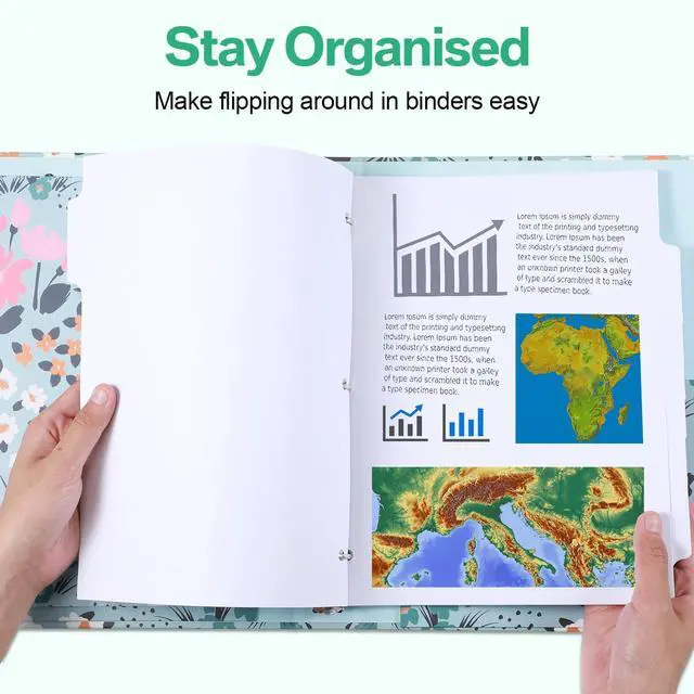 Alt view image 6 of 6 - 400 Pieces 50 Sets 3 Ring Binder Dividers with Tabs 11. 5 x 9 Inch 8 Tab Dividers for 3 Ring Binders Letter Size Page