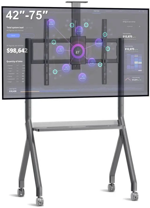 Main image of Smart Board Stand for 42" 75" Interactive Smart Whiteboard, Height Adjustable Mobile Portable Stand with Four Lockable Wheels for Classroom Home Office Business Studio