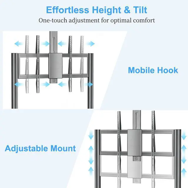 Alt view image 4 of 6 - Smart Board Stand for 42" 75" Interactive Smart Whiteboard, Height Adjustable Mobile Portable Stand with Four Lockable Wheels for Classroom Home Office Business Studio