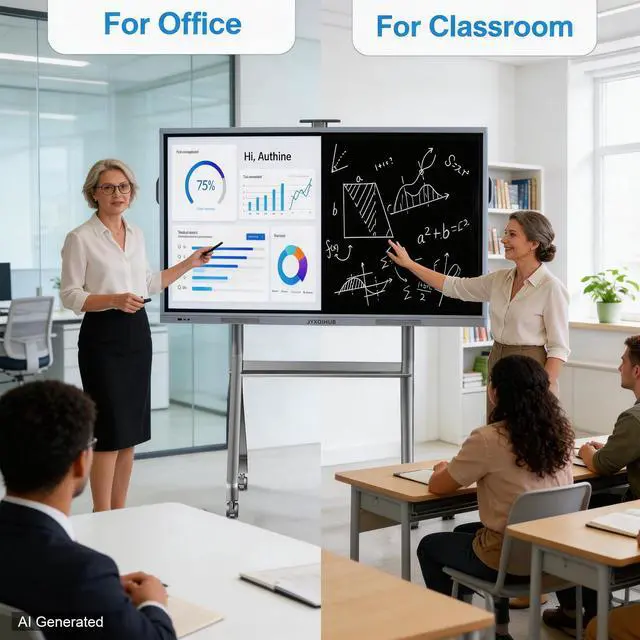 Alt view image 6 of 6 - Smart Board Stand for 42" 75" Interactive Smart Whiteboard, Height Adjustable Mobile Portable Stand with Four Lockable Wheels for Classroom Home Office Business Studio