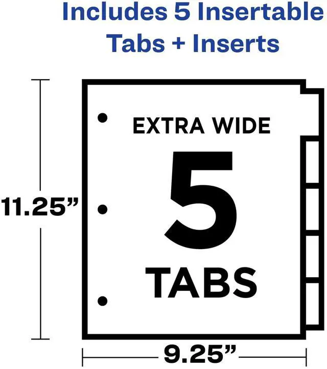 Alt view image 3 of 6 - Dividers for 3 Ring Binders, 5-Tab Two-Pocket Plastic Binder Dividers, Multicolor (24 Sets of 11906)