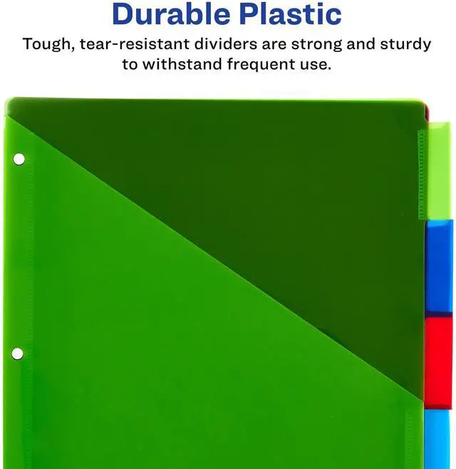 Alt view image 5 of 6 - Dividers for 3 Ring Binders, 5-Tab Two-Pocket Plastic Binder Dividers, Multicolor (24 Sets of 11906)