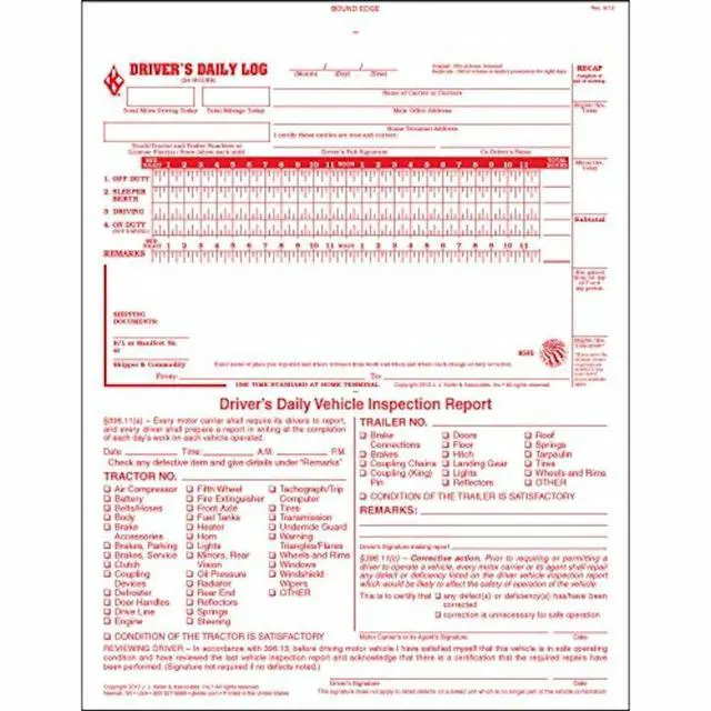 Alt view image 3 of 6 - J. J. Keller 2-In-1 Driver Daily Log Book 5-pk. with Detailed Driver Vehicle Inspection Report & Simplified Recap - Book Format with 31 Sets, 2-Ply Carbonless, 8.5" x 11"