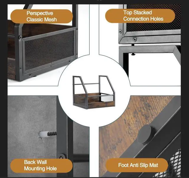 Alt view image 3 of 6 - Vinyl Record Storage, 2 Pack Record Holder Wall Mount, Stackable Vinyl Holder for Display, Record Crate, Storage Organizer, Album Storage for LP Crates, Books, Files, Ornaments,Black VB02B