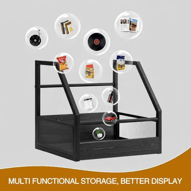 Alt view image 5 of 6 - Vinyl Record Storage, 2 Pack Record Holder Wall Mount, Stackable Vinyl Holder for Display, Record Crate, Storage Organizer, Album Storage for LP Crates, Books, Files, Ornaments,Black VB02B