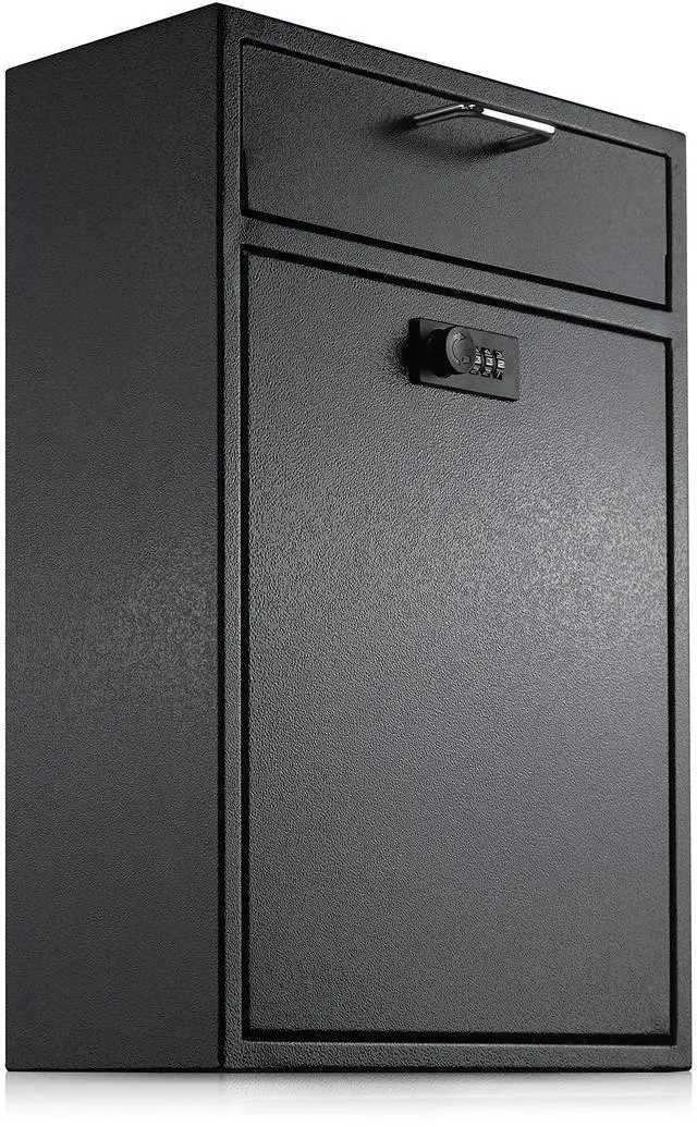 Main image of Wall Mounted Lock Box with Combination - 1.2mm Heavy Duty Steel Extra Large Mailbox - Theft Proof Mailbox for Night Key, Deposit, Money, Cash, Paperwork (11'' x 4.75'' x 15.75'') | 1.2mm Heavy Duty St