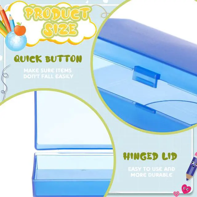 Alt view image 3 of 6 - 80 Pieces Back to School Plastic Pencil Boxes Pencil Case Bulk Frosted Clear Multi Colored Pens Holder Stackable Container with Lid & Snap for Stationery Office Classroom(Candy Color)