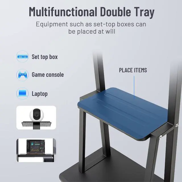 Alt view image 6 of 6 - Mobile TV Cart, Rooling TV Stand with Wheels for 60 to 100 Inch LCD LED OLED Plasma Flat Panel Screens up to 330lbs AVA1500-60-1P (Black)