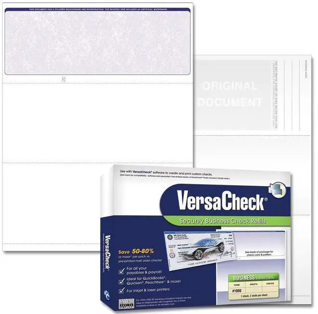 Main image of Secure Checks - 1000 Blank Business Voucher Checks - Blue Classic - 1000 Sheets Form #1000 - Check on Top
