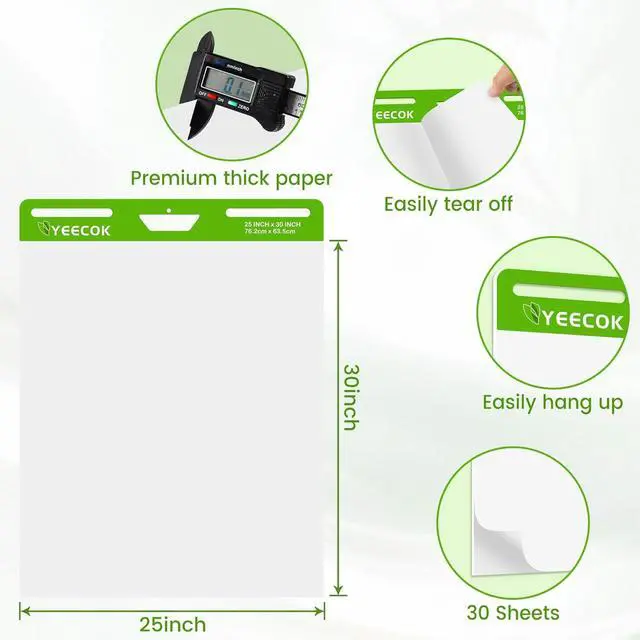 Alt view image 2 of 6 - Super Sticky Easel Pad, 25 x 30 Inches, 30 Sheets/Pad, 10 Pads (300 Sheets), Thick 100gsm Flip Chart Paper, Self-Stick Anchor Chart for Teachers, Office Training & Hybrid Meetings