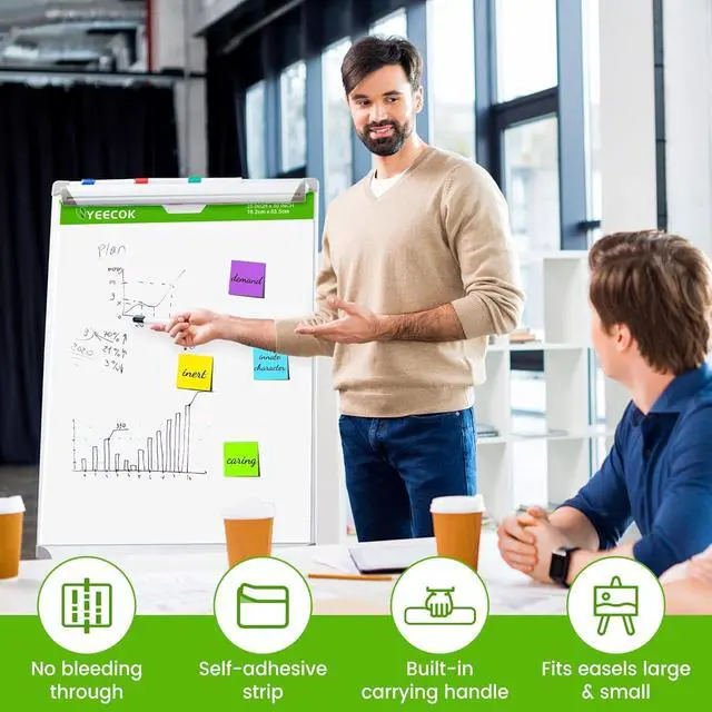 Alt view image 5 of 6 - Super Sticky Easel Pad, 25 x 30 Inches, 30 Sheets/Pad, 10 Pads (300 Sheets), Thick 100gsm Flip Chart Paper, Self-Stick Anchor Chart for Teachers, Office Training & Hybrid Meetings