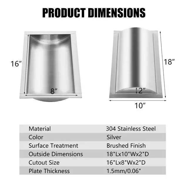 Alt view image 2 of 6 - Drop-in Deal Tray,18" L x 10" W 304 Stainless Steel Window Tray | For Gas Stations Banks Cash Register Window