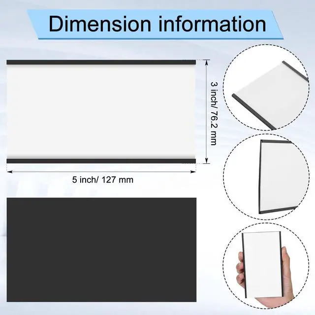 Alt view image 3 of 6 - 100 Pieces C Channel Magnetic Label Holders Set 3 x 5 Inch Magnet Shelf Label Holder with Protective Films and Replacement Strips for Metal Racks Whiteboard Name Tags