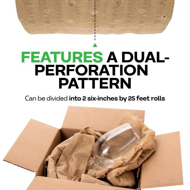 Alt view image 4 of 6 - 12" x 25' EcoMax Kraft Paper Cellulose Wadding (4 Rolls) - Cushioning Wrapping and Box Void Filling - Soft and Gentle Packing for Shipping, Moving, and Storing Fragile Items