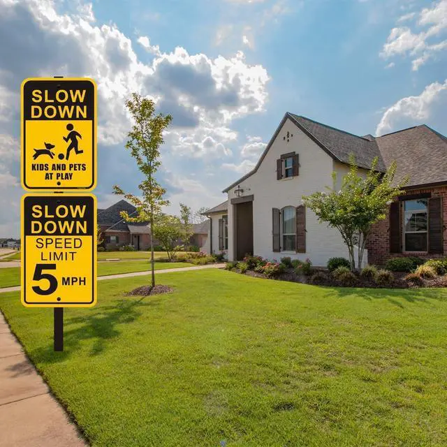 Alt view image 2 of 6 - 2 Pcs 6 Ft Traffic Road Street Sign Post Stakes Driveway Stand Heavy Duty Metal for Outdoor Lawn Yard Fence Parking Stop Outside Fits Signs 10 to 18 Inch Adjustable Black