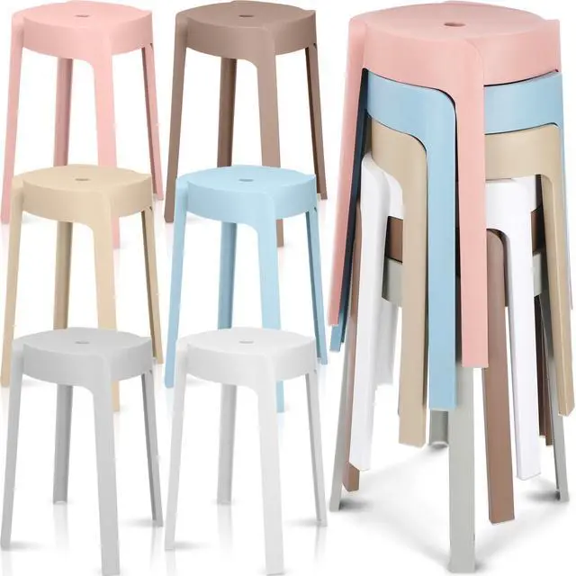 Main image of 6 Pack Plastic Stackable Stools 18 Inch Portable Nesting Stack Stools Round Colorful Backless Bar Seating for Home Party Office