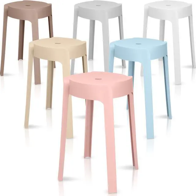 Alt view image 6 of 6 - 6 Pack Plastic Stackable Stools 18 Inch Portable Nesting Stack Stools Round Colorful Backless Bar Seating for Home Party Office