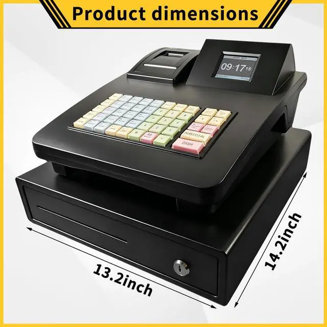 Alt view image 2 of 6 - Electronic Cash Register for Small Business, POS System with Receipt Printer for Retail and Restaurant, Simple Cashier Register with Manual Override, Cajas Registradoras para Negocios