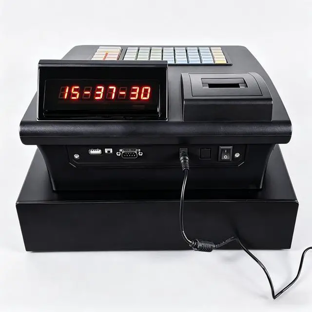 Alt view image 6 of 6 - Electronic Cash Register for Small Business, POS System with Receipt Printer for Retail and Restaurant, Simple Cashier Register with Manual Override, Cajas Registradoras para Negocios