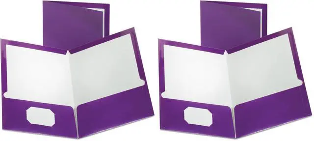 Main image of Metallic Two-Pocket Folders, Purple, Letter Size, 25 per Box (5049526), 8-1/2 x 11 Inches (Pack of 2)
