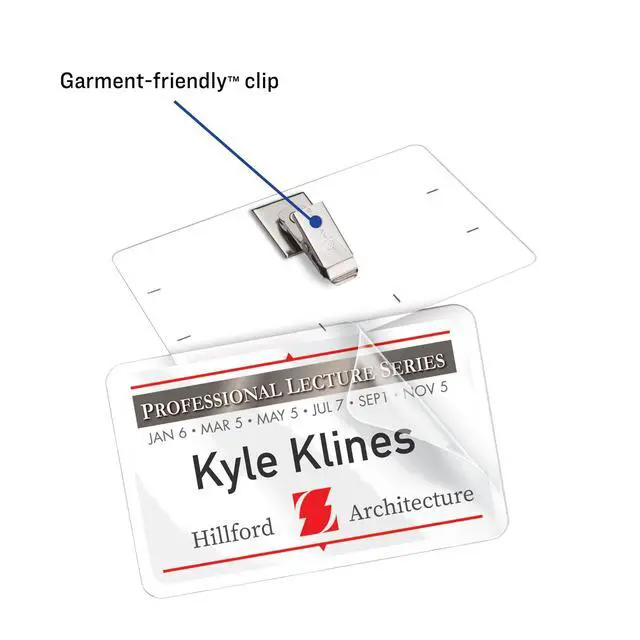 Alt view image 5 of 6 - Customizable Self-Laminating Name Badges with Clips, 2.25" x 3.5", White Printable Inserts, 30 Clip Style Laminated Badges (5362) (Pack of 5)