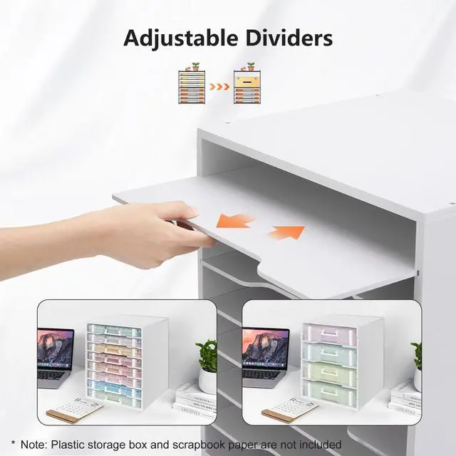 Alt view image 5 of 6 - Scrapbook Paper Storage Organizer Rack for Holding 12 x 12 Paper Storage Pouch, 8 Large Slots Desktop Papers Organizer Holder, File Sorter for Home Office School