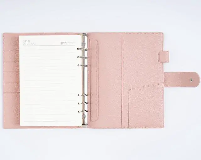 Alt view image 4 of 6 - A5 Elite Rings Planner - Genuine Leather Binder Organizer without Big Back Pocket (Pebbled-Dusty Rose, 25mm Ring)