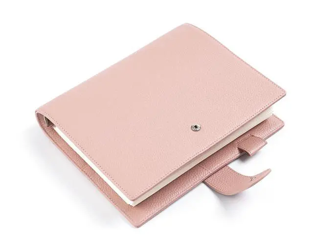 Alt view image 6 of 6 - A5 Elite Rings Planner - Genuine Leather Binder Organizer without Big Back Pocket (Pebbled-Dusty Rose, 25mm Ring)