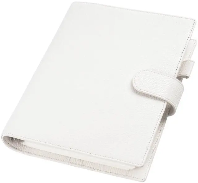 Main image of A5 Elite Rings Planner - Genuine Leather Binder Organizer without Big Back Pocket (Pebbled-Cream, 25mm Ring)