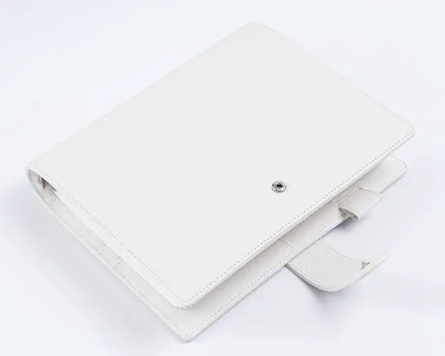 Alt view image 6 of 6 - A5 Elite Rings Planner - Genuine Leather Binder Organizer without Big Back Pocket (Pebbled-Cream, 25mm Ring)