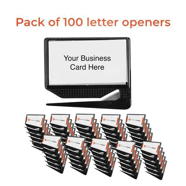 Alt view image 2 of 5 - Promotional Business Card Letter Openers, Black, 100 Pack | Fits 3.5x2" Standard Cards | Easy to Use & Reuse | Premium Quality Build